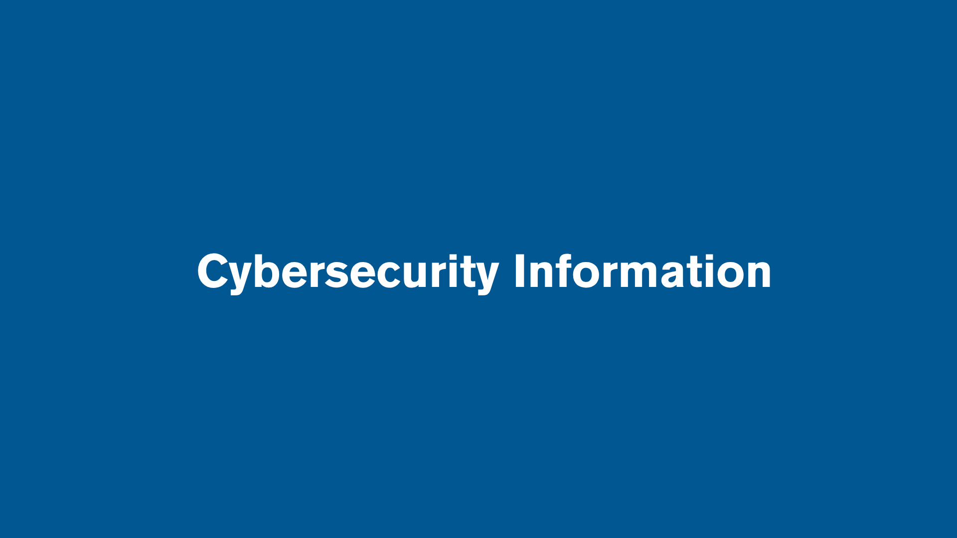 Cybersecurity Information